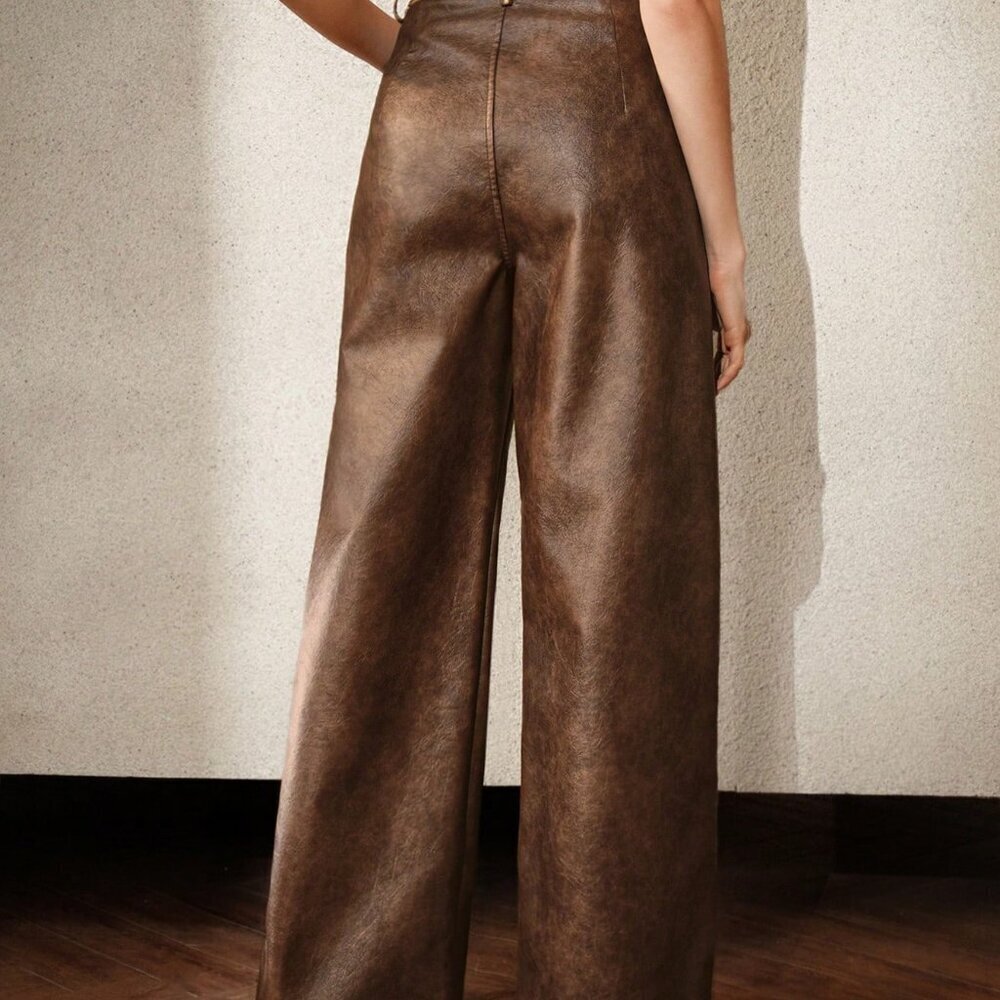 Chocolate Brown Boho Women's Distressed Wash Pocket Pants - Picture 2 of 6
